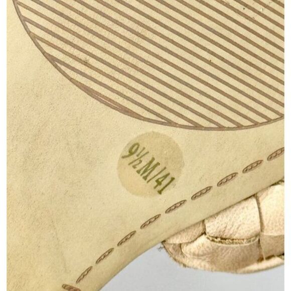 Lucky Brand Sandals Size 9.5 Tan Leather Braided Open Toe Block Heel Beachy - Picture 8 of 9